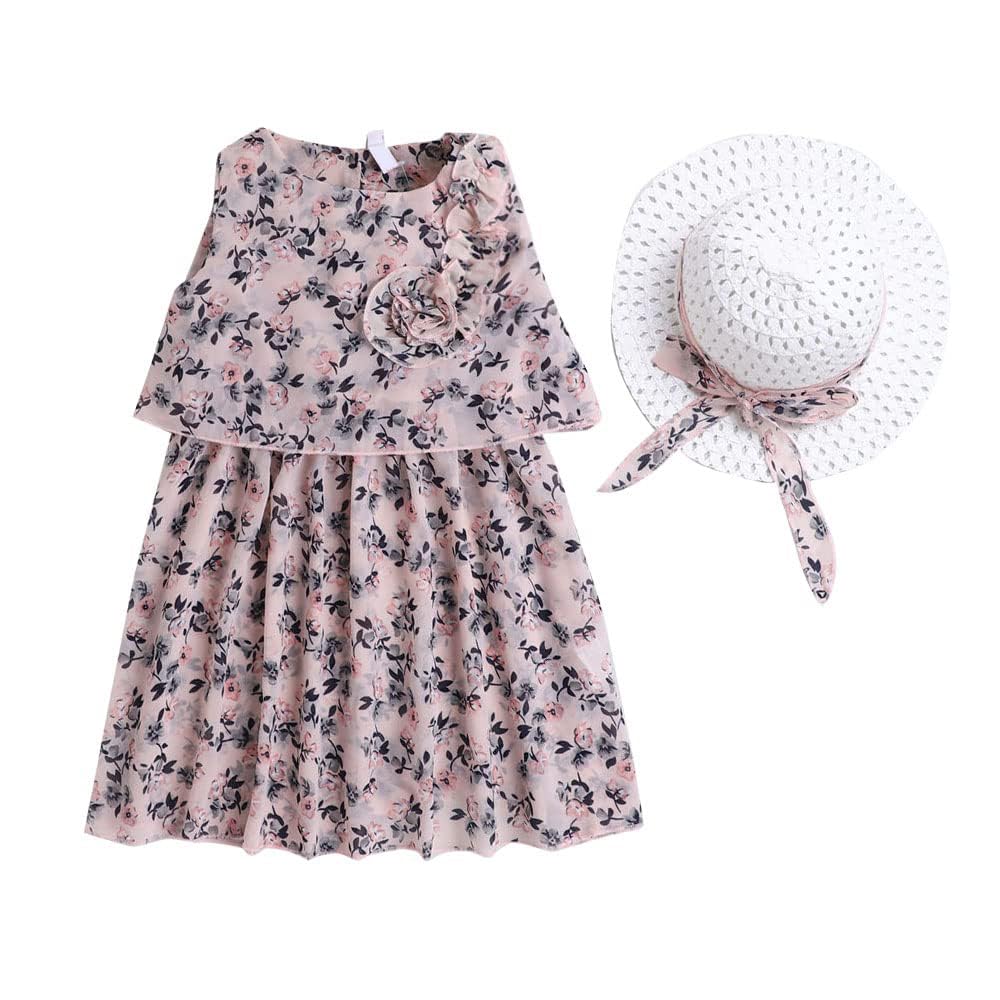 Hopscotch Girls Knee Length Casual Dresses In Cream Color For Ages 3-4 Years