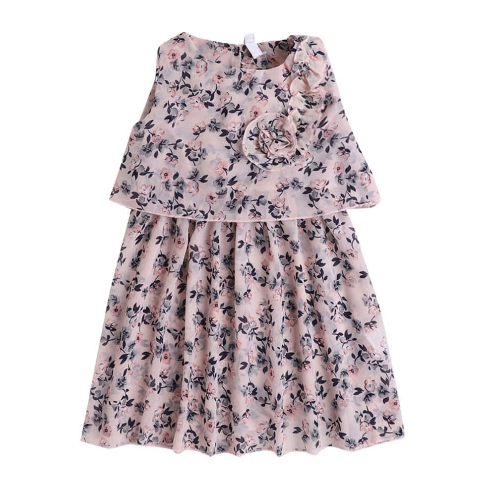 Hopscotch Girls Knee Length Casual Dresses In Cream Color For Ages 3-4 Years