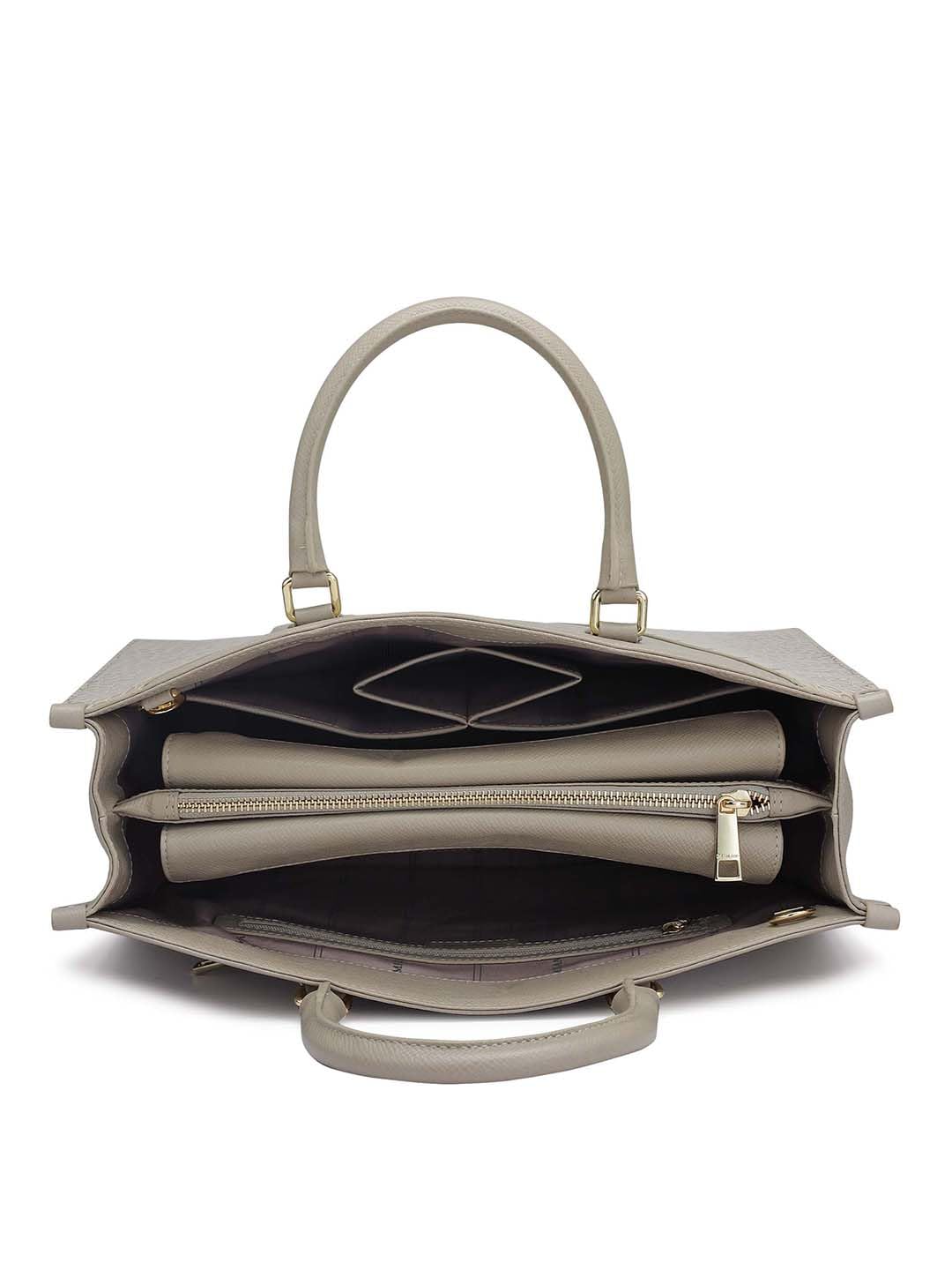 Da Milano Genuine Leather White Book Tote (01673) (Medium)