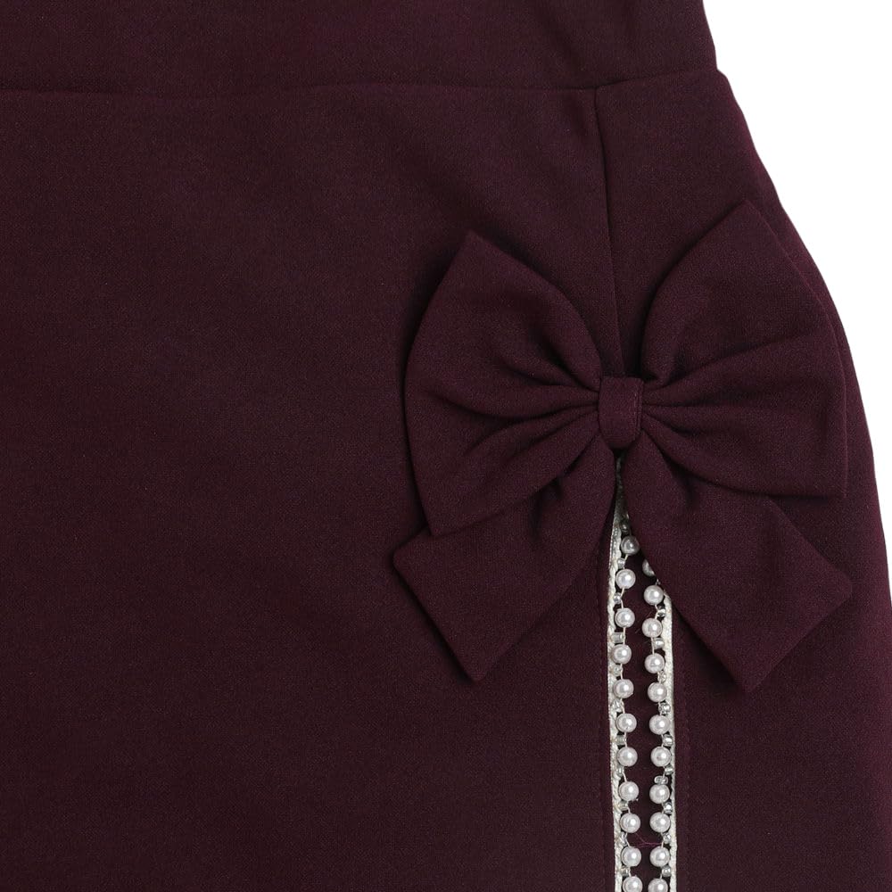 Hopscotch Girls Mini Length Skirts Maroon 5-6 Years (ADM-4471108)