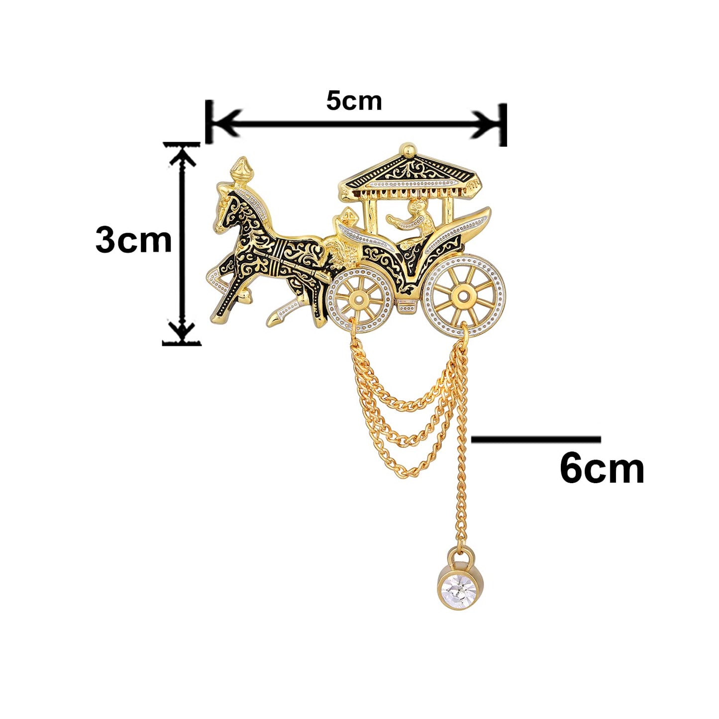 Mahi Meena Work Enamel Horse Chariot Chain Sherwani Brooch for Men (BP1101084G)