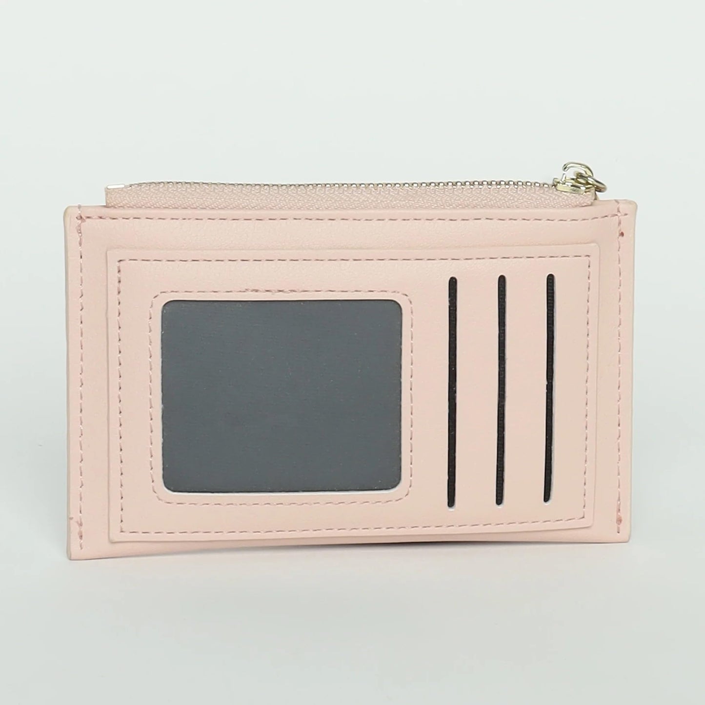 Hamster London Women Leather Millionaire Victoria Card Case with Zip - Pink