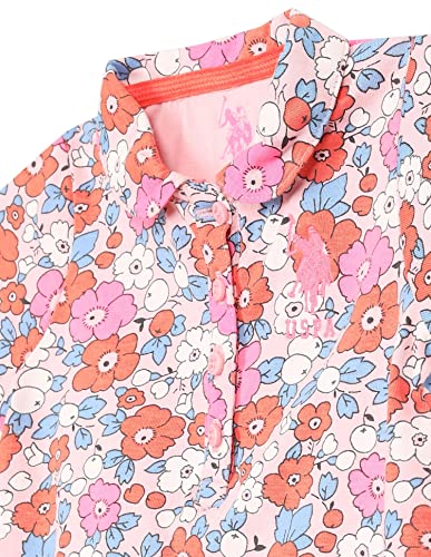Girls Pink Short Sleeve Printed Polo Shirt