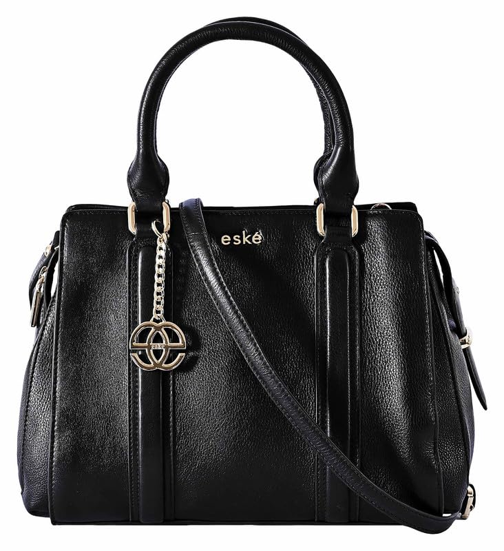 eske Sienna, the Single Zip Satchel | Structured Cosmos Leather Handbag | 3 Main Compartments | Zip & Slip Pockets | Gold Plated Charm | Detachable Shoulder Strap | 22 cm Height