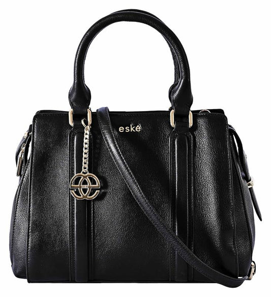 eske Sienna, the Single Zip Satchel | Structured Cosmos Leather Handbag | 3 Main Compartments | Zip & Slip Pockets | Gold Plated Charm | Detachable Shoulder Strap | 22 cm Height