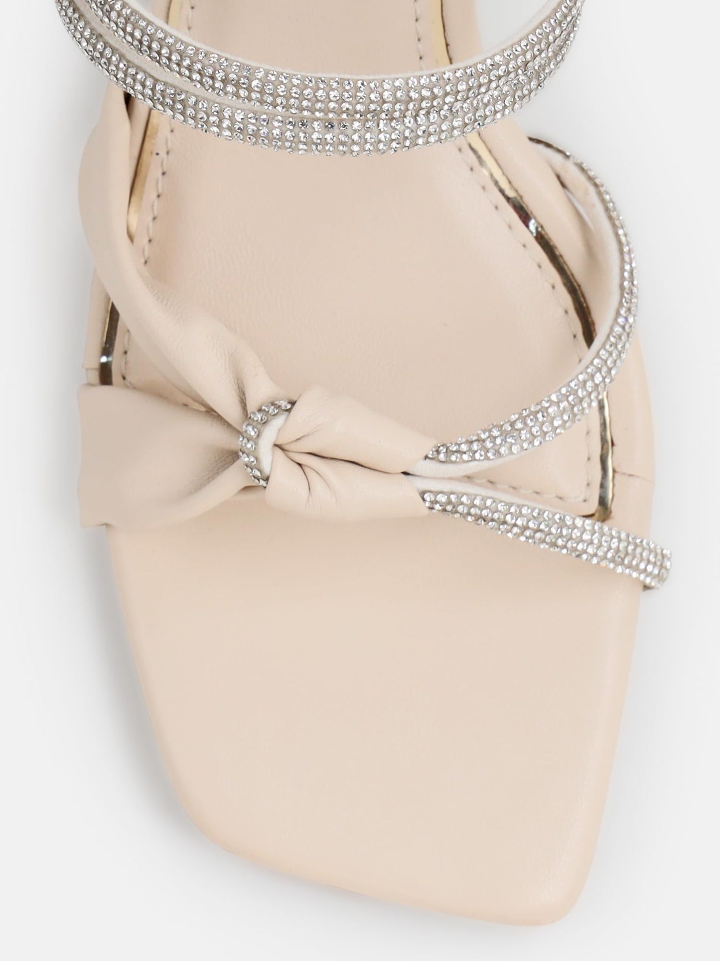 Kenneth Cole Women's Block Heel Mule Sandal | Premium Synthetic Upper | Ladies Open-Toe Slip-On | 2.5-inch Block Heel | Dazzling Crystal-Embellished Straps | Elegant Comfort, Stable Design & Versatile Style | Beige, EU38