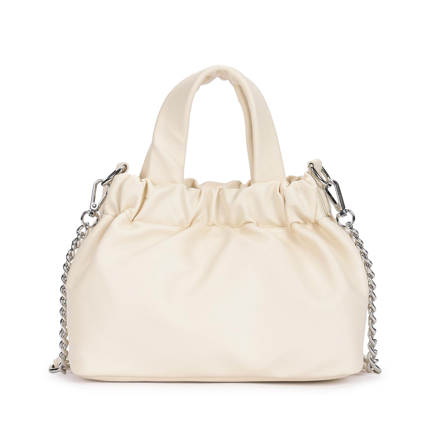 Fastrack Ruched Sling Bag for Women | Compact Faux Leather Crossbody with Detachable Chain Strap, Magnet Closure and Inner Pockets | Minimalist Everyday Sling for Casual and Evening Looks