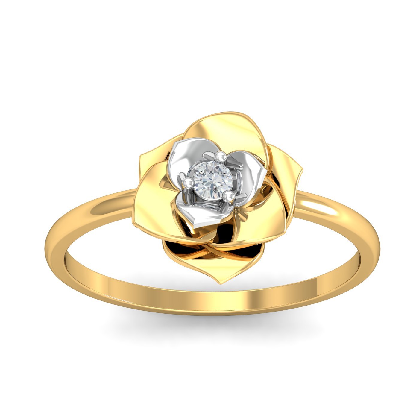 KuberBox 18KT Yellow Gold Blooming Beauty Ring for Women
