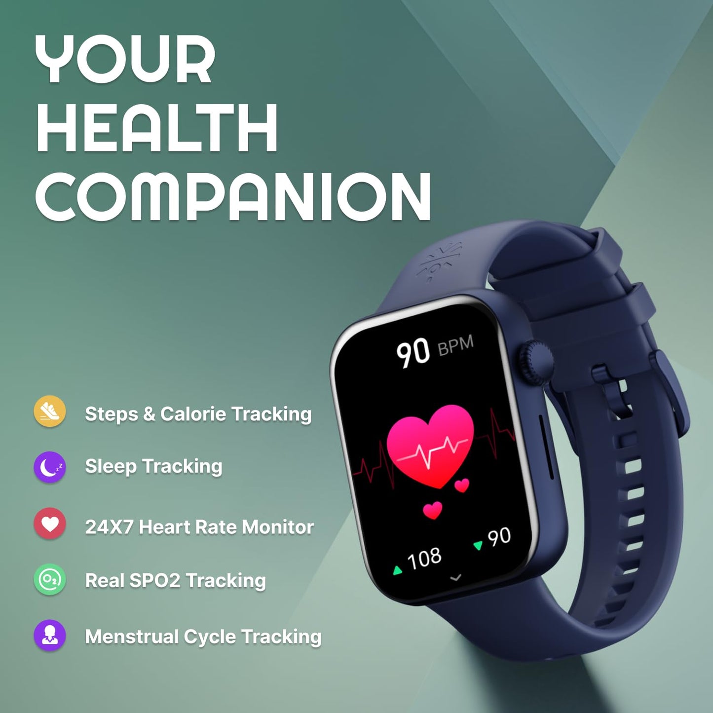 (Refurbished) Cult.Sport Burn 1.78" AMOLED, 368 * 448 res, BT Calling, Crown Control, Voice Assistant, AOD Smartwatch (Dark Blue Strap, Free Size)