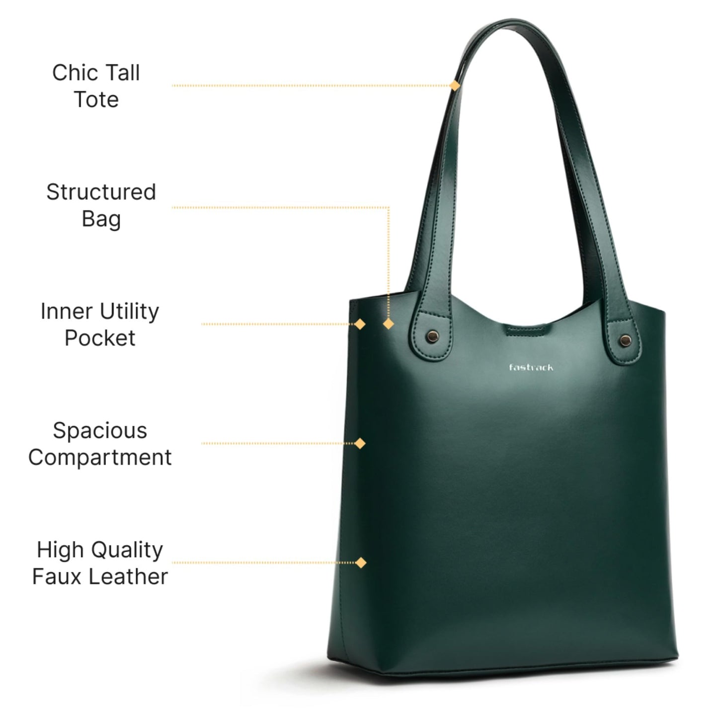 Fastrack Malachite Green Tall Tote Bag for Women