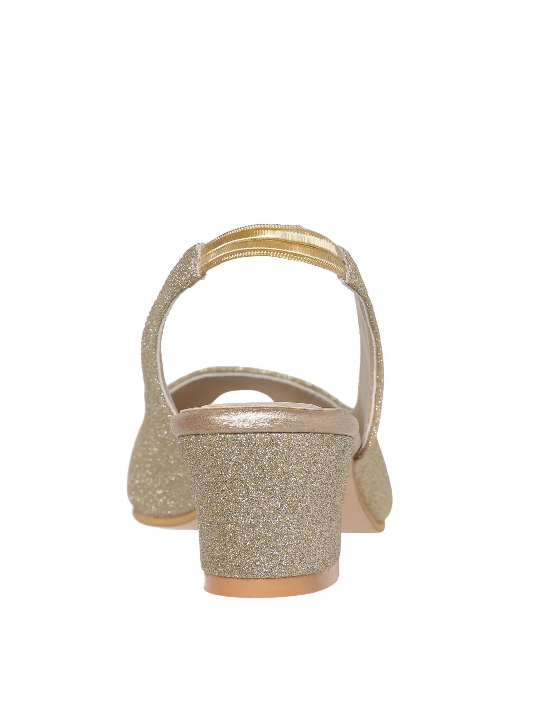 Marc Loire Women's Golden Peep Toe Block Heels Fashion Sandals, 5 UK