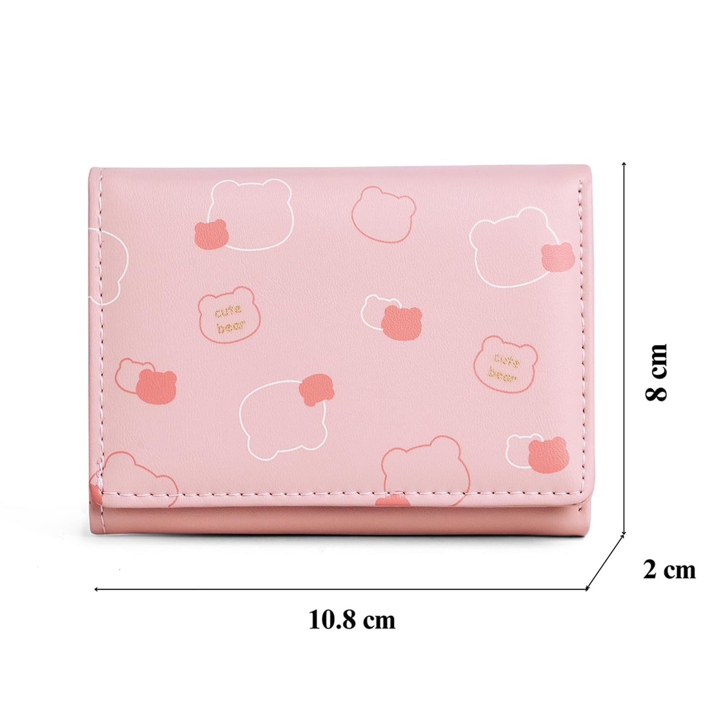 INOVERA (LABEL) Tri-fold Wallet for Women Girls - Cards Coin Holder Mini Hand Purse - Faux Leather Stylish Wallets (Pink)