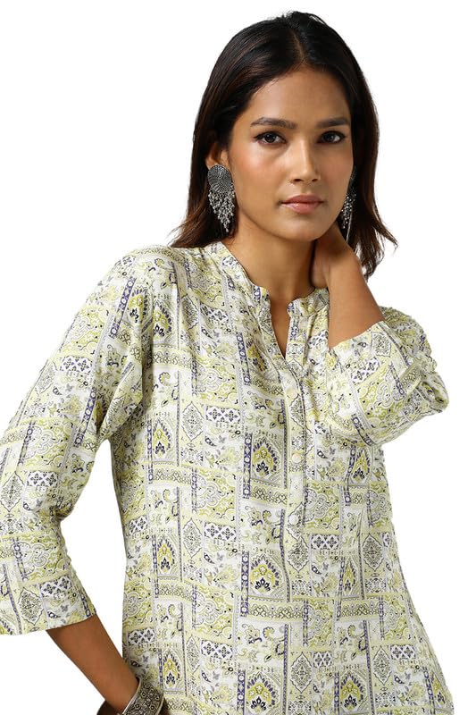Soch Womens Yellow Rayon Ethnic Motifs Tunic