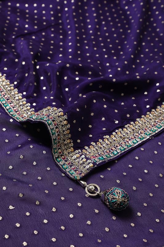 Soch Womens Purple Chinon Embroidered Ghagra Choli With Sequins
