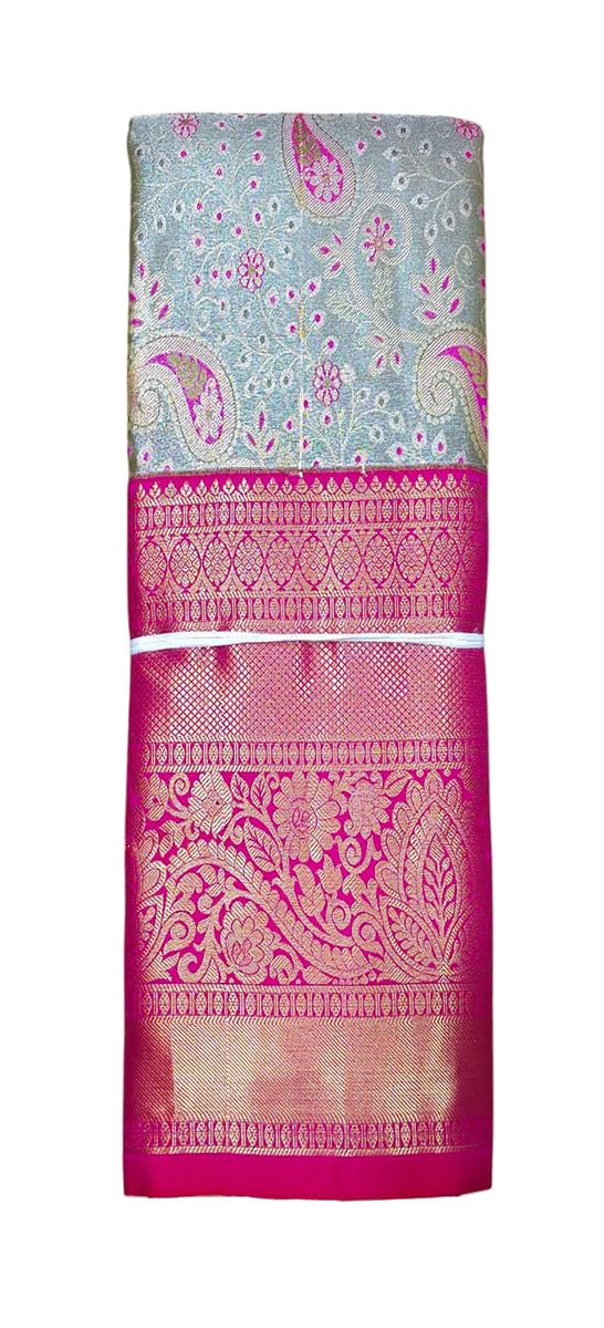 VFCollections Women's Kanchipuram Silk Pure Pattu Sarees With Blouse (VFC488-1)