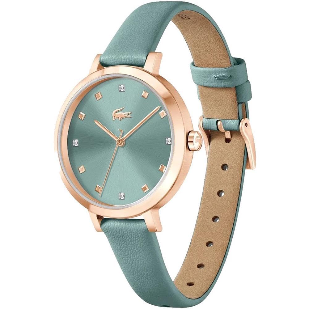 Lacoste Riga Qtz Basic Green Round Dial Women's Watch|Leather Material|Multi Color Band - 2001367