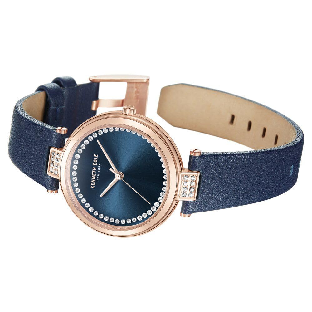 Kenneth Cole Quartz Analog Blue Dial Blue Leather Strap Watch for Women-KCWLA0026803LD