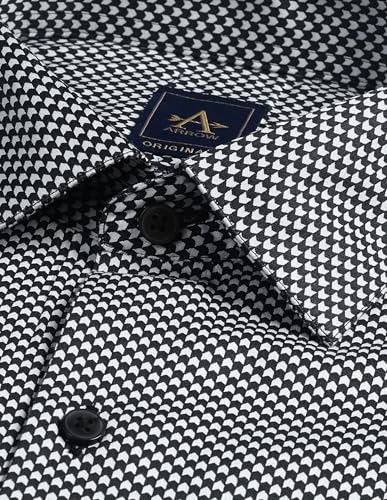 ARROW Men's Geometric Regular Fit Shirt (ARAEOSH1731_Black