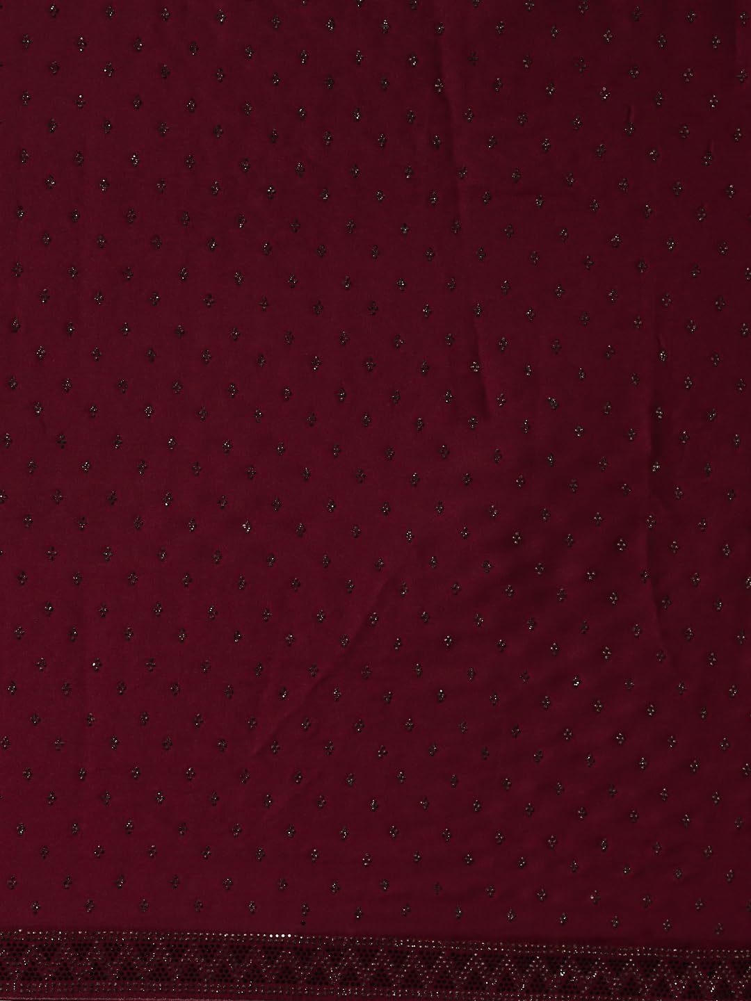 MOHEY Wine Satin Embroidery|Stone Work Saree for Women