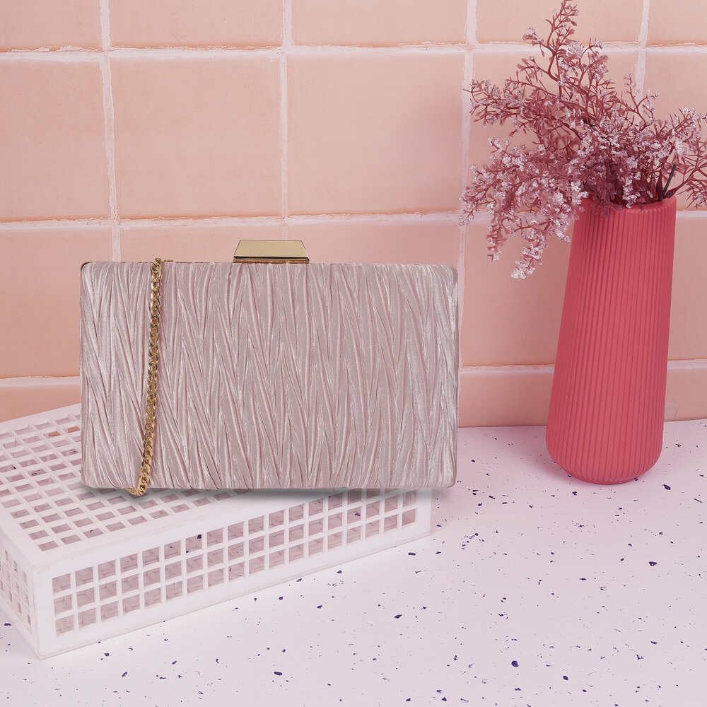 Mochi Women's Rose-Gold Fashionable Faux Leather Clutch (38-128)