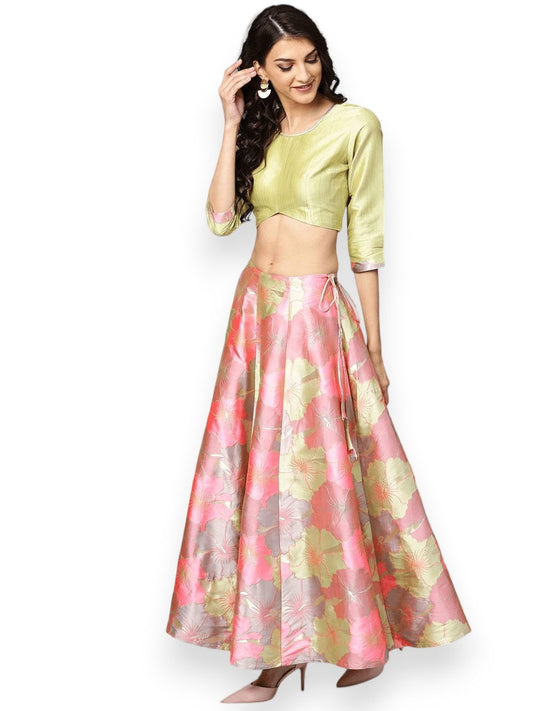Zeel Clothing Womens Faux Silk Lehenga Choli Semi-Stitched Multicolor Wedding Bridal Free Size