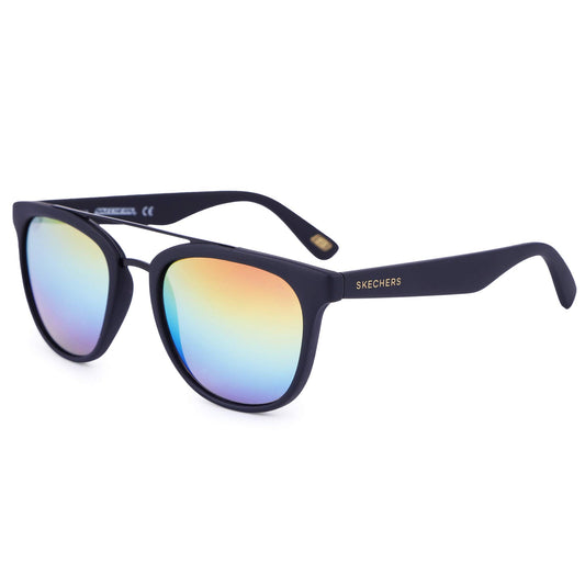 Skechers UV Protected Black Geometric Full rim Round Sunglasses for Men and Women - SE6029 52 02Z (52mm)