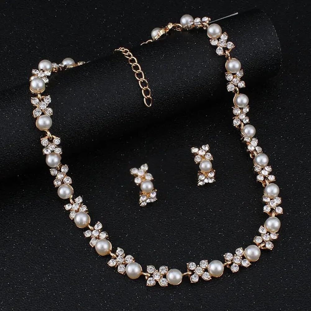 Shining Diva Fashion Necklace Jewellery Set for Women Latest Stylish Design Fancy Pearl Choker (15219s)