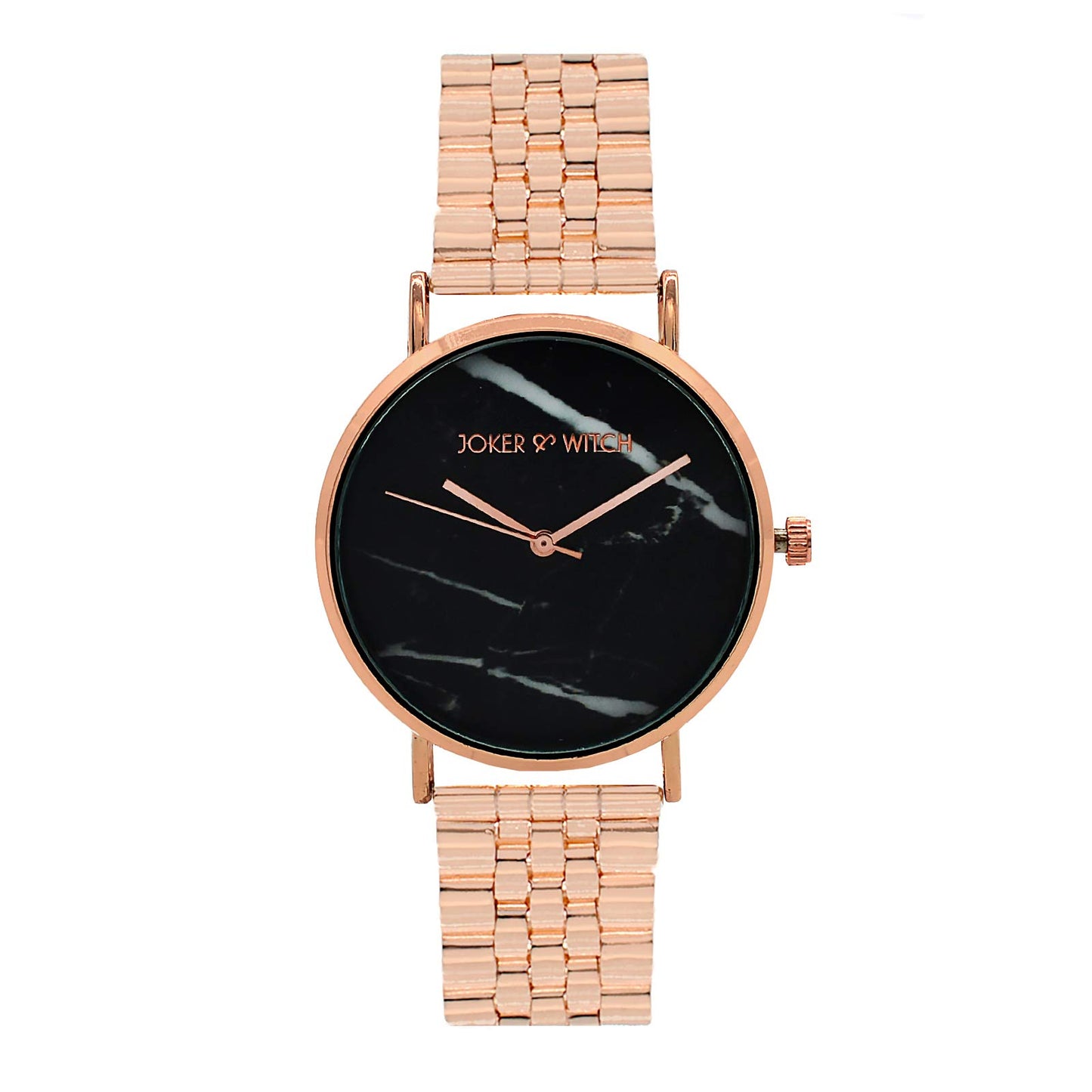 Joker & Witch Women April 34mm Black Dial 18mm Rose Gold Stainless Steel Watch