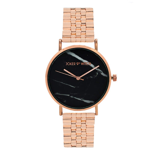 Joker & Witch Women April 34mm Black Dial 18mm Rose Gold Stainless Steel Watch