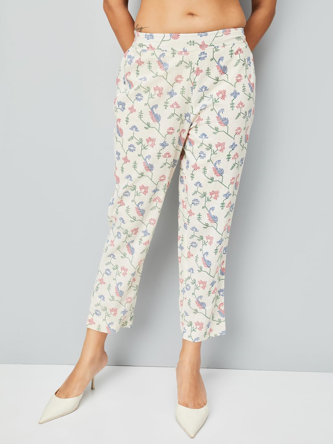 Max Women's Cotton Blend Kurta Set (CTKST54102_Off White