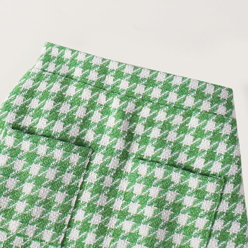 Hoscotch Girls Houndstooth Green Full Sleeves Skirt Set For Ages (3-4 Years)