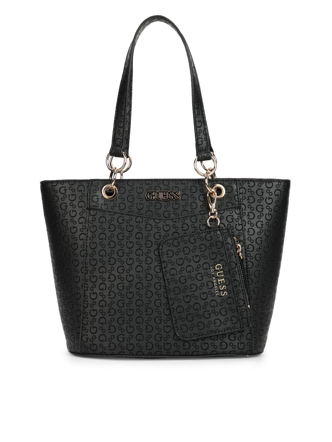 Guess Embossed Black Women Tote Bag