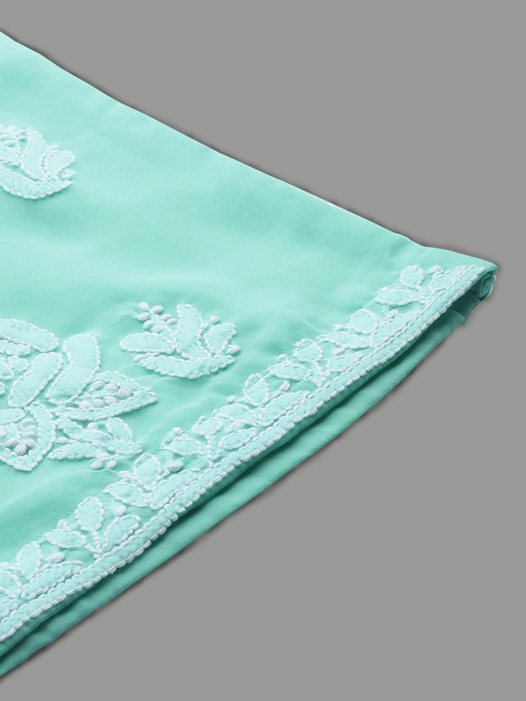Ada Hand Embroidered Lucknow Chikankari Unstitched Georgette Dress Material Suit Set for Women A211211 Sea Green