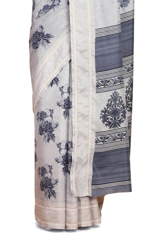 Soch Womens Grey Art Silk Floral Print Saree