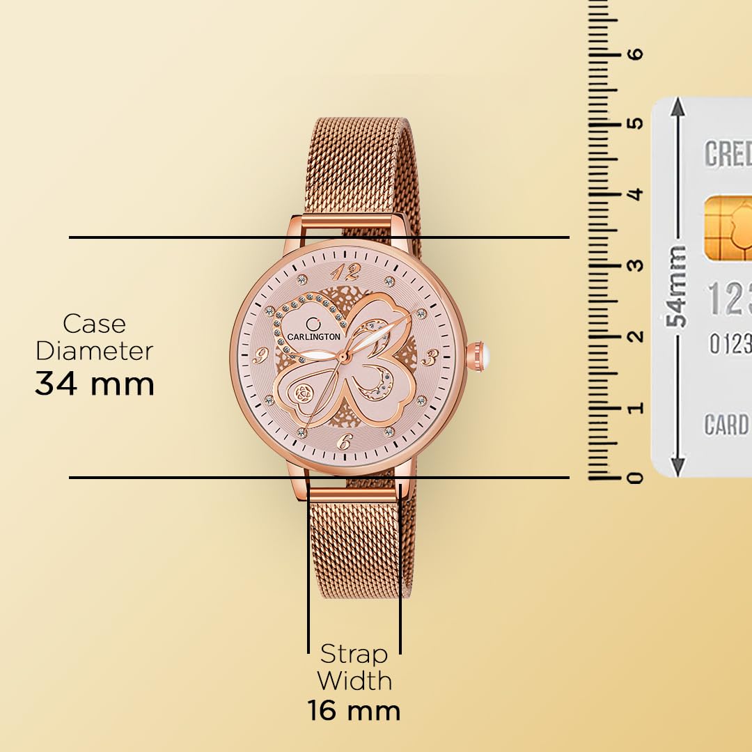 Carlington Stainless Steel Analog Dial Women Watch, Gold Band