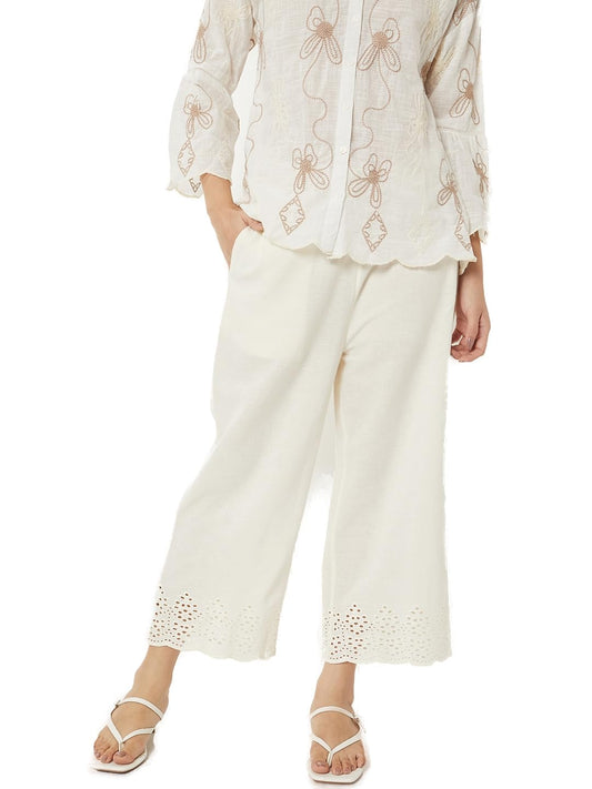 Max Women Sciffili Hem Palazzos (Off White_M)