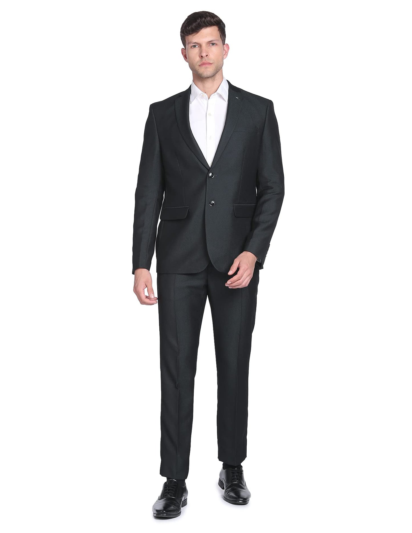 Arrow Men's Cotton Single Breasted Suits (ARAFSU5570_Green