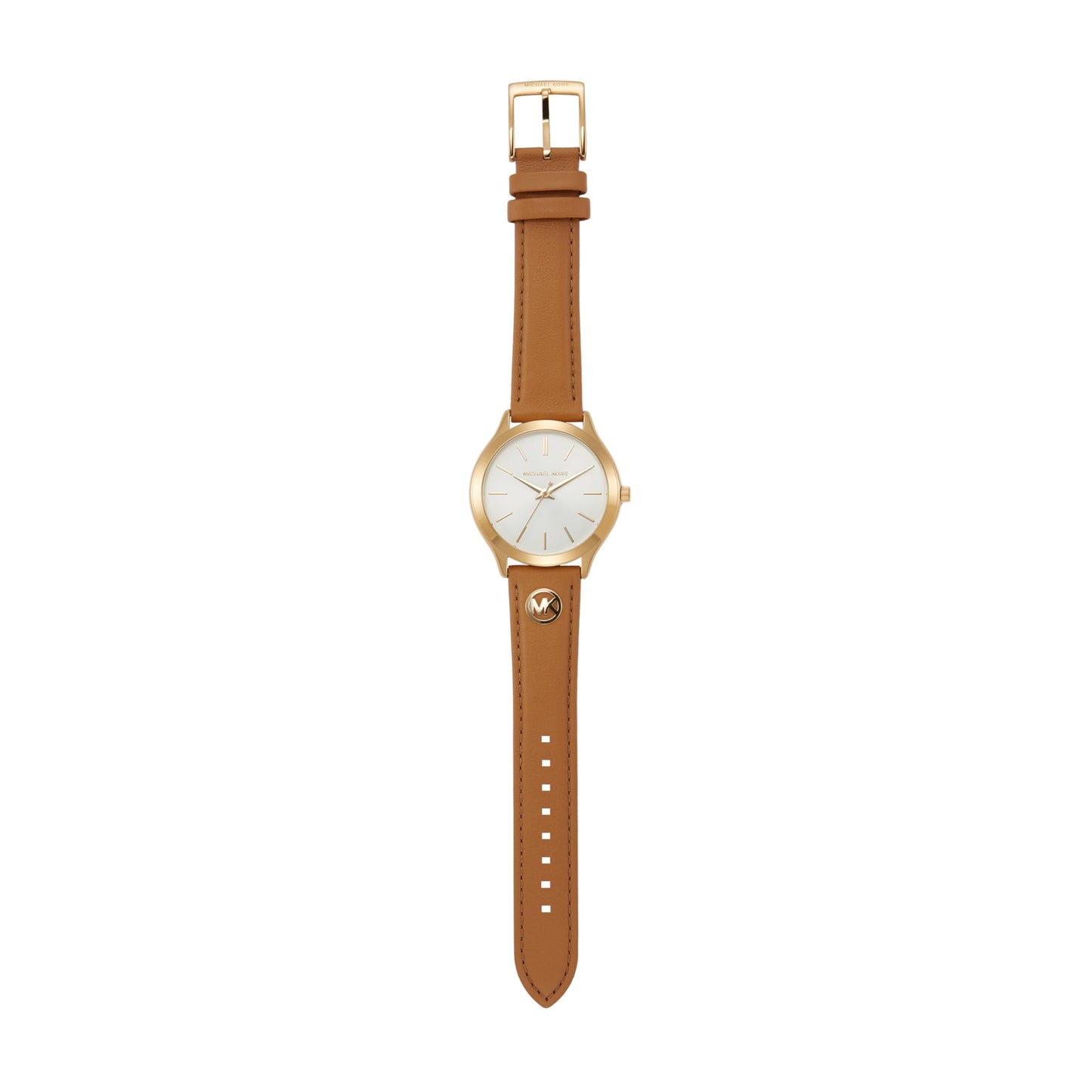 Michael Kors Leather Analog White Dial Women Watch-Mk7465, Brown Band