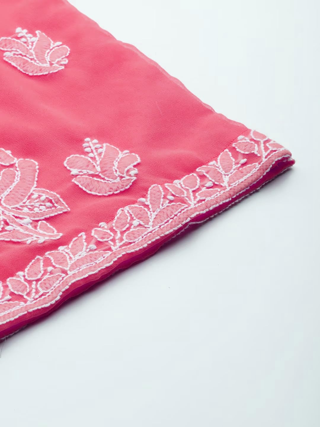 Ada Hand Embroidered Lucknow Chikankari Unstitched Georgette Dress Material Suit Set for Women A211319 Pink