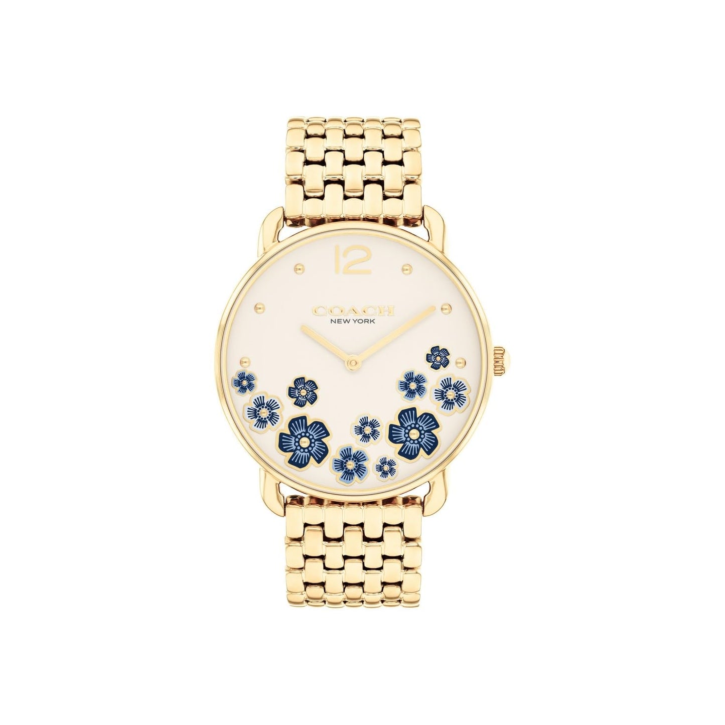 Coach Elliot Qtz Basic Chalk Round Dial Women's Watch|Ionic Plated Thin Gold Steel Material|Gold Color Band - 14504517