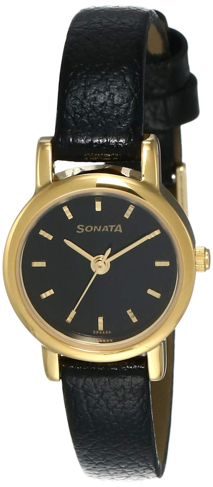 Sonata Quartz Analog Black Dial Leather Strap Watch for Women-NS8976YL03W/NT8976YL03W