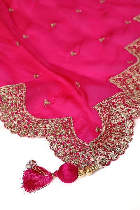 Soch Womens Fuchsia Viscose Blend Ethnic Motifs Ghagra Choli With Beads