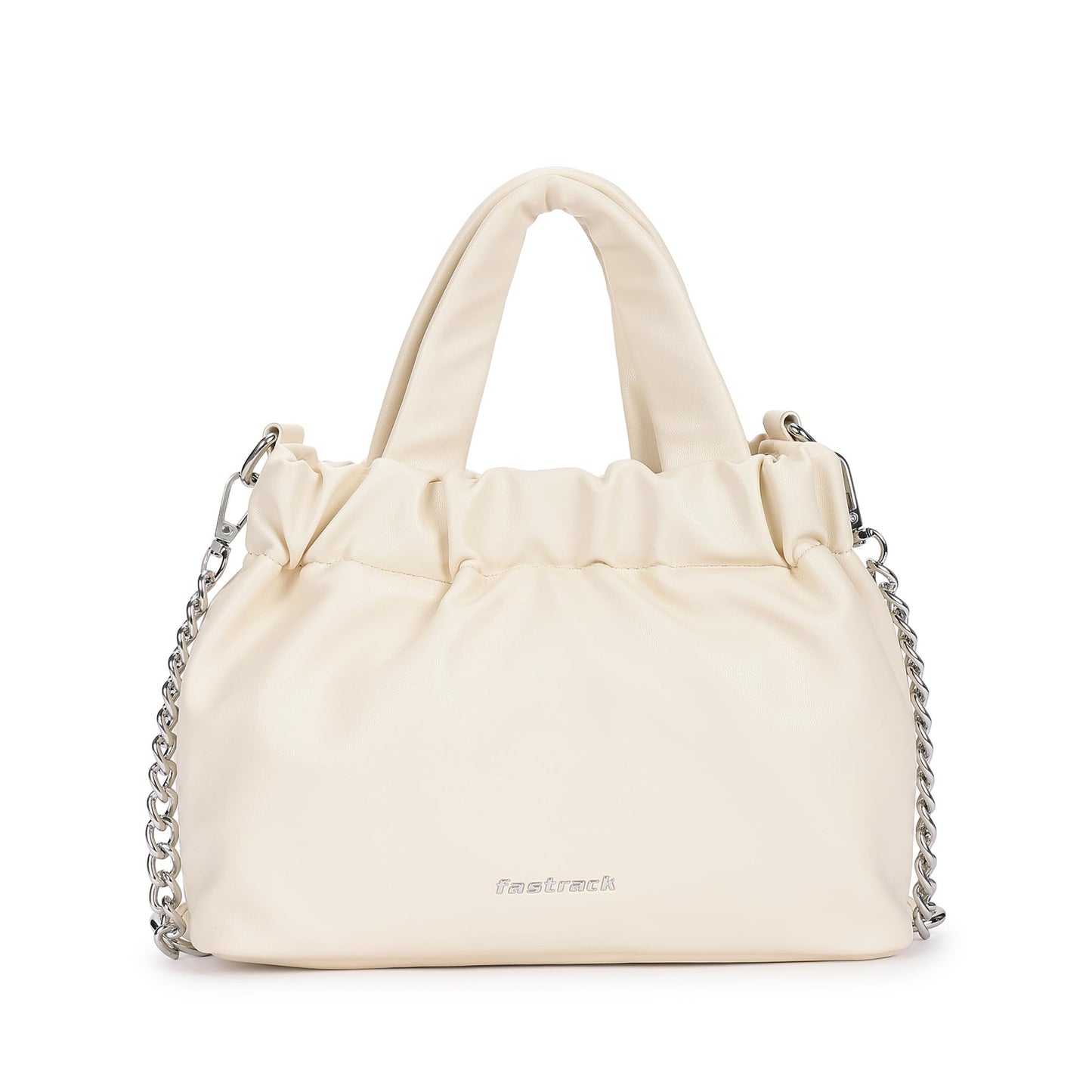 Fastrack Ruched Sling Bag for Women | Compact Faux Leather Crossbody with Detachable Chain Strap, Magnet Closure and Inner Pockets | Minimalist Everyday Sling for Casual and Evening Looks