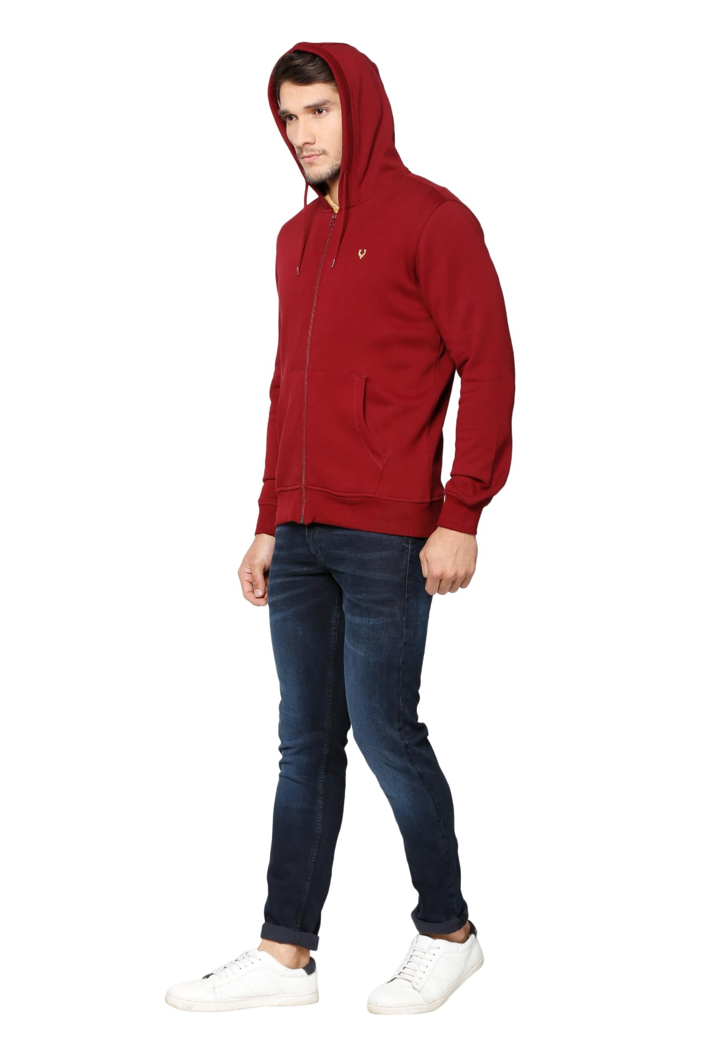 Allen Solly Men's Cotton Hooded Neck Sweatshirt (ASSTORGPU54830L_Maroon 19-1726 TCX_Maroon_L)