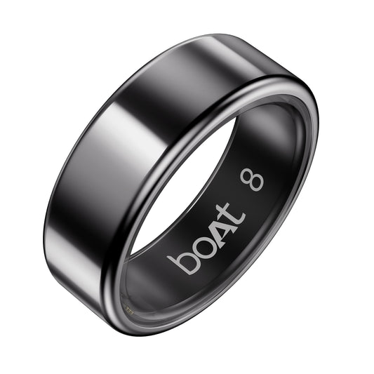 boAt New Launch SmartRing Active Plus, Auto Heart Rate, Sleep, SpO2, Stress & Skin Temperature Monitor, Stainless-Steel Build, Lightweight, 30-Days Battery, Magnetic Charging Case(8, Midnight Black)