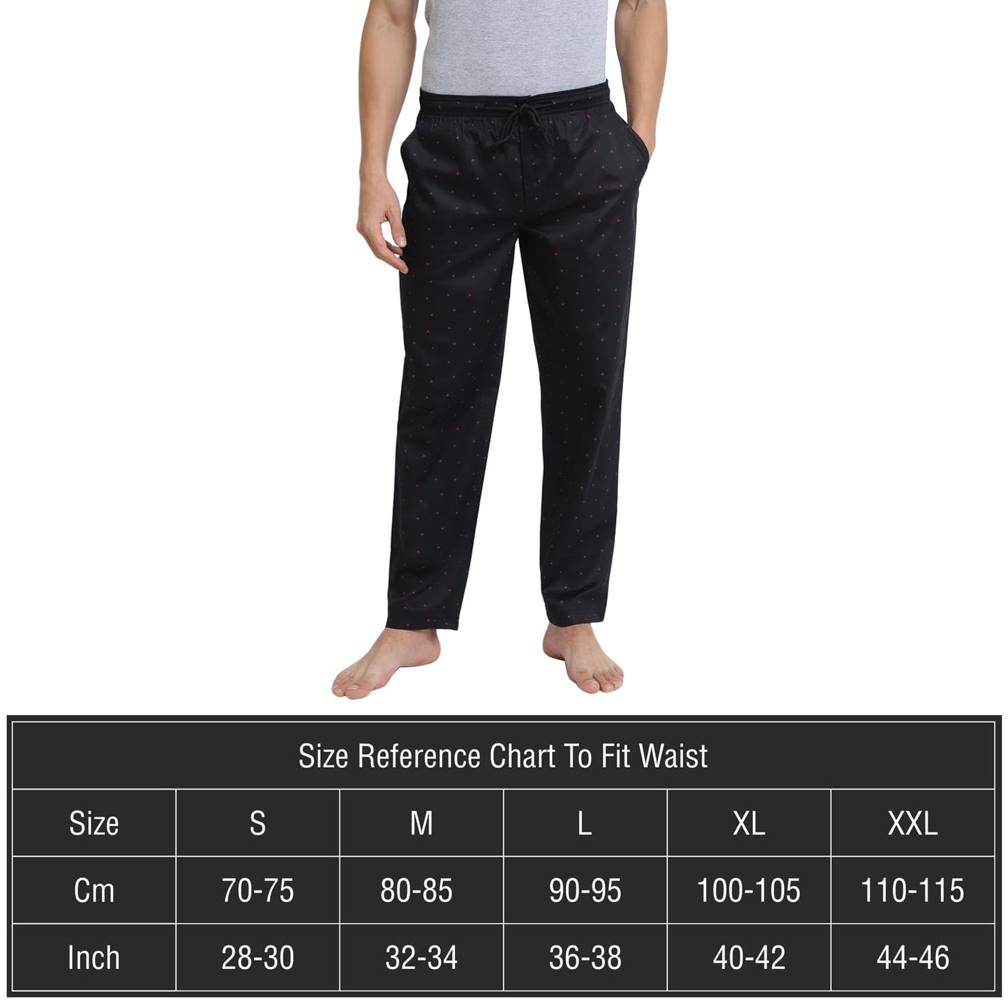 Van Heusen Men Athleisure Allover Print Pyjamas - 100% Combed Cotton - Drawstring Waist, Ultra Soft_50082_APP13_M, Black, Medium
