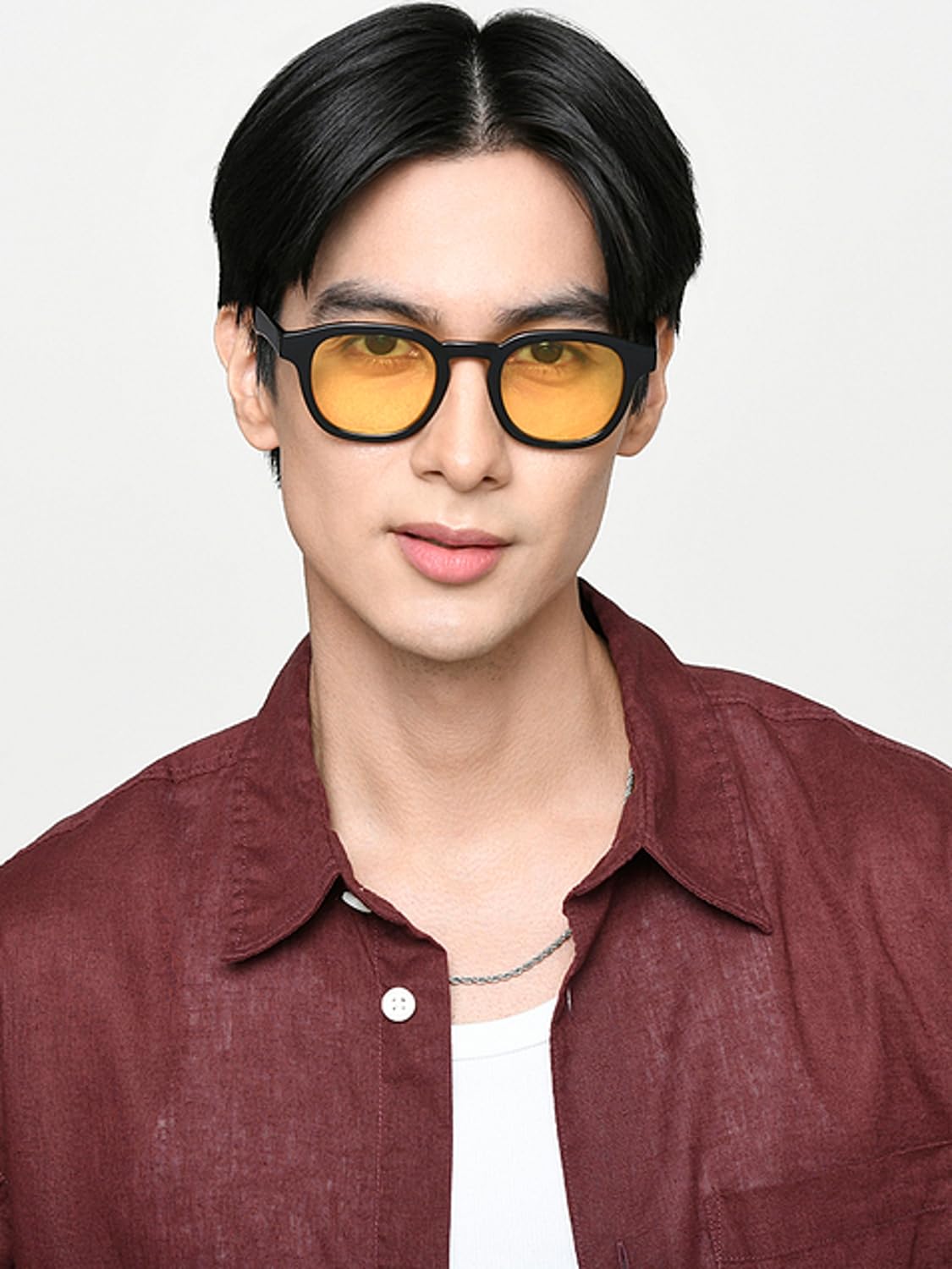 Vincent Chase By Lenskart | Black Yellow Full Rim Round | Indoor Glasses | 100% UV Protected | For Men & Women | Large | VC S17433