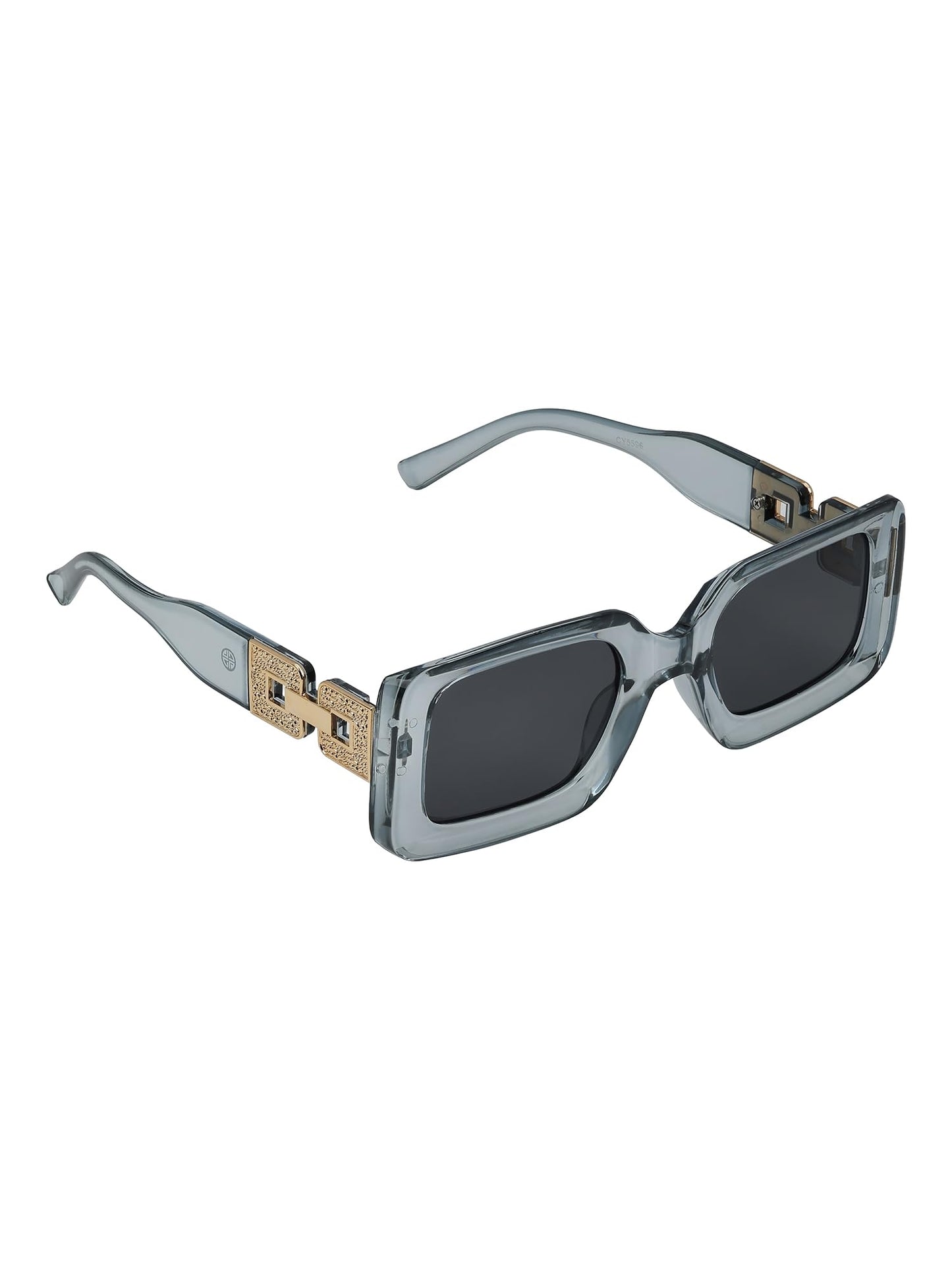 Carlton London Women Grey & Gold Toned UV Protected Black Lens Square Sunglasses