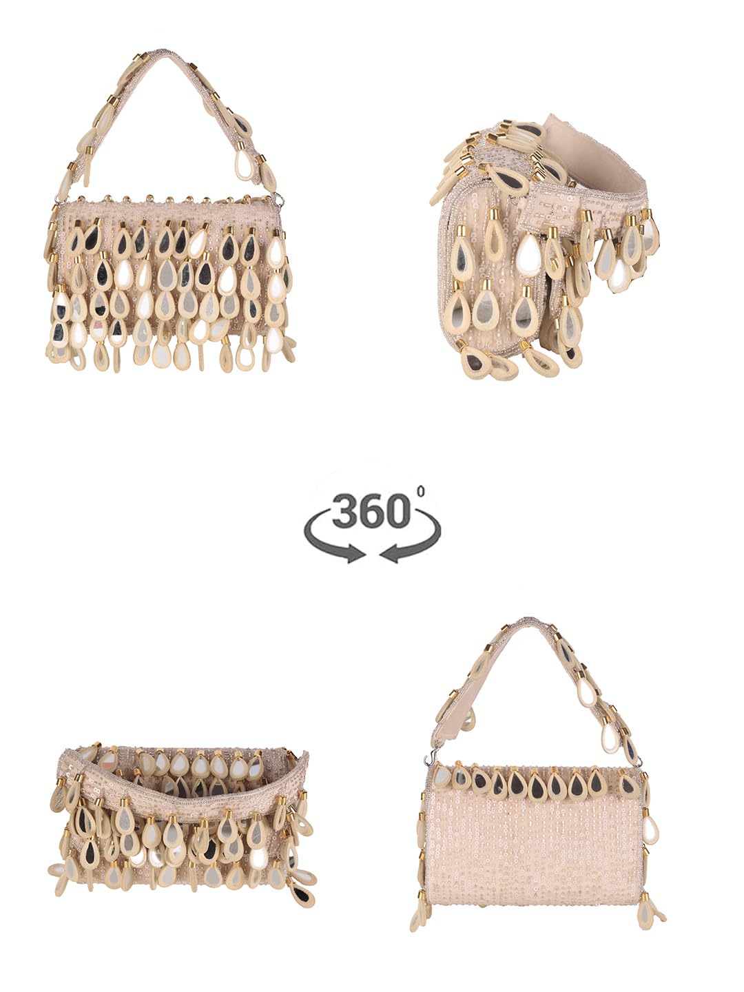 SWISNI embellished bride clutch II Women's Traditional Designer Clutch For Women & Girls II FLAP BAGS (Beige)