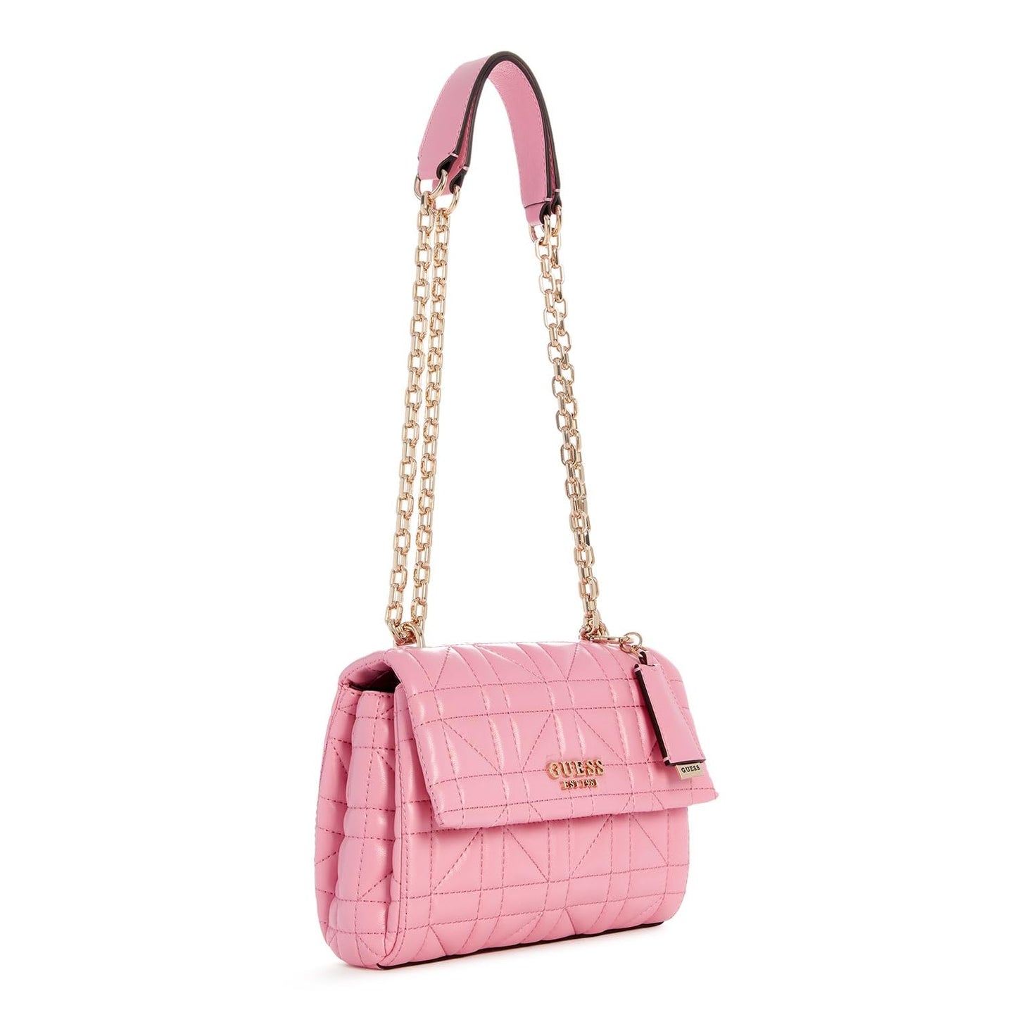 Guess Women's Pink Quilted Crossbody Bag| Ladies Purse Handbags | Gift For Ladies